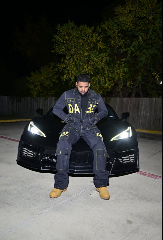 Black/Yellow Denim Set Pants